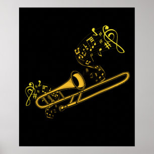 Trombone Player Brass Music Instrument Big Band Poster