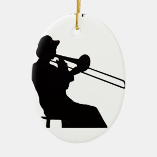 Trombone player in da house ceramic tree decoration