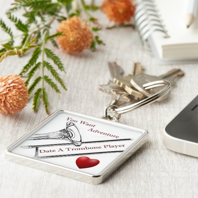 Trombone Player Musician Key Chain Keychain (Side)