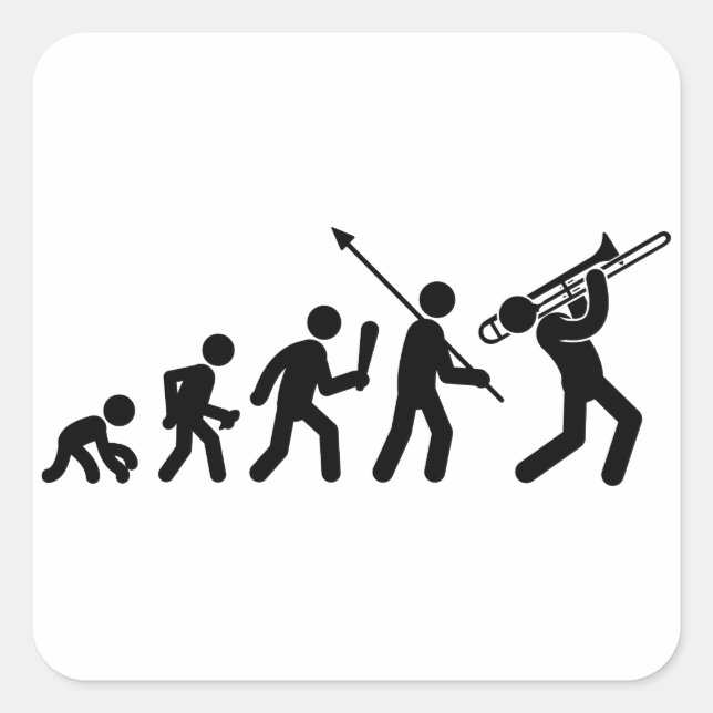 Trombone Player Square Sticker (Front)