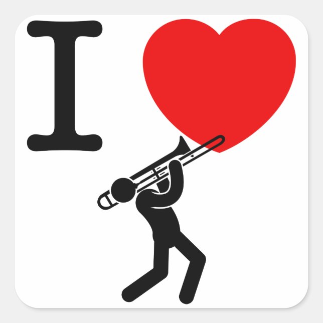 Trombone Player Square Sticker (Front)