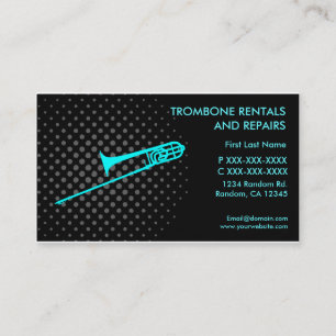 Trombone rentals repairs custom business cards