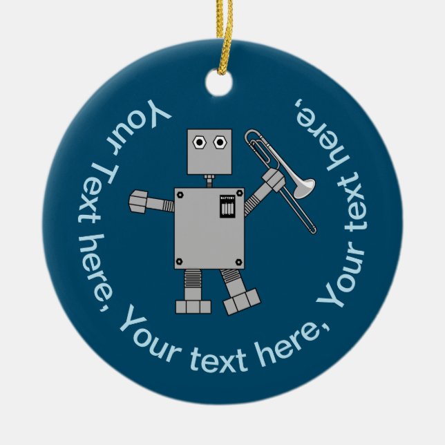Trombone Robot Ceramic Ornament (Front)