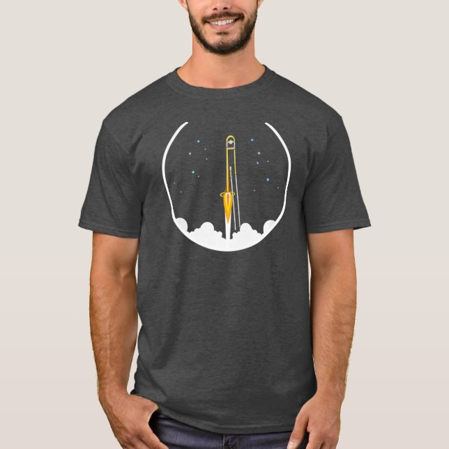 TROMBONE ROCKET Concert Band Marching Band Funny T-Shirt (Front)