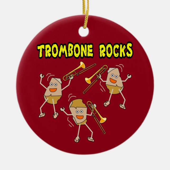 Trombone Rocks Ceramic Ornament (Front)