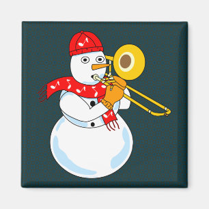 Trombone Snowman Magnet