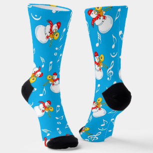 Trombone Snowman Music Notes Pattern Socks