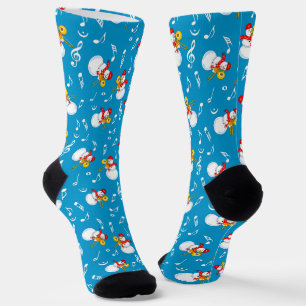 Trombone Snowman Music Notes Pattern Socks