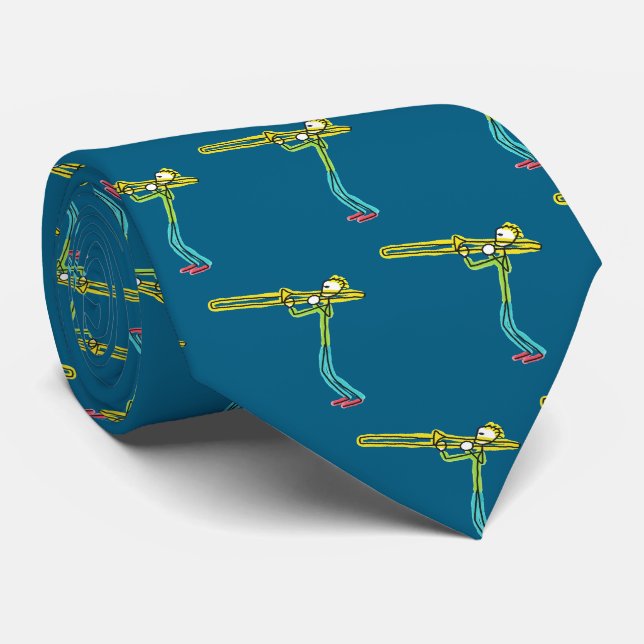 Trombone Stickman Tie (Rolled)