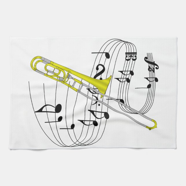Trombone Tea Towel (Horizontal)