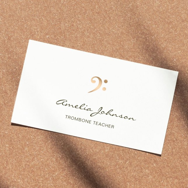 Trombone Teacher Gold Bass Clef  Professional Business Card (Creator Uploaded)