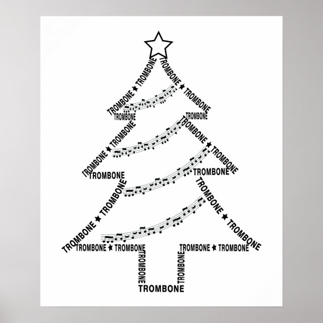 Trombone Text Christmas Tree Poster (Front)