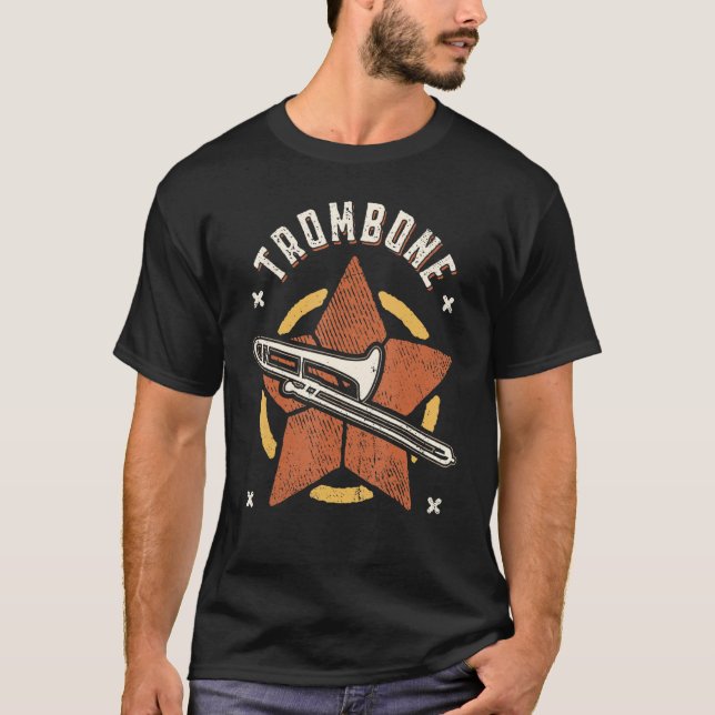 Trombone Vintage Retro Classic Music T-Shirt (Front)