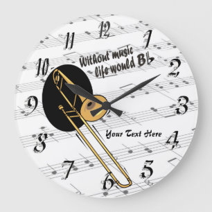 Trombone Without Music Life Would B Flat WallClock