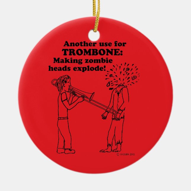 Trombone Zombie Explode Ceramic Ornament (Front)