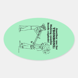Trombone Zombie Explode Oval Sticker