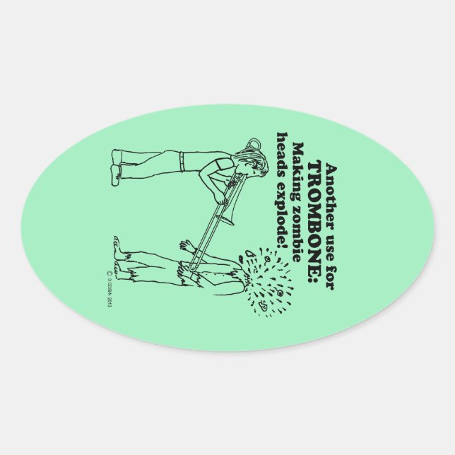 Trombone Zombie Explode Oval Sticker (Front)