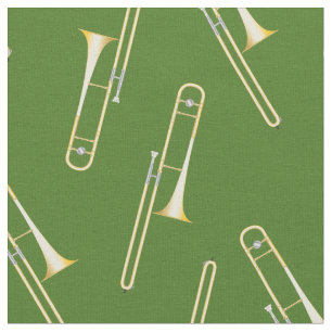 Trombones Music Musician Room Decor Green Fabric