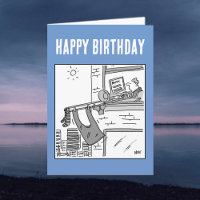 Trombonist Hangs his Washing Out. Birthday Card