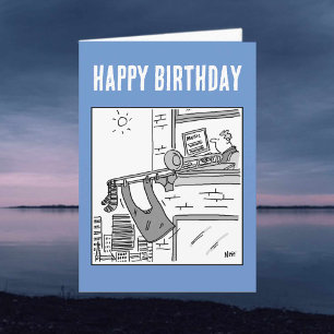 Trombonist Hangs his Washing Out. Birthday Card
