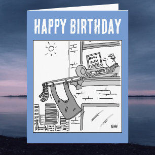 Trombonist Hangs his Washing Out. Birthday Card