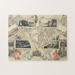 Trompe l’œil of a Map of Italy P. Verburght Jigsaw Puzzle