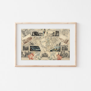 Trompe l’œil of a Map of Italy   P. Verburght Poster