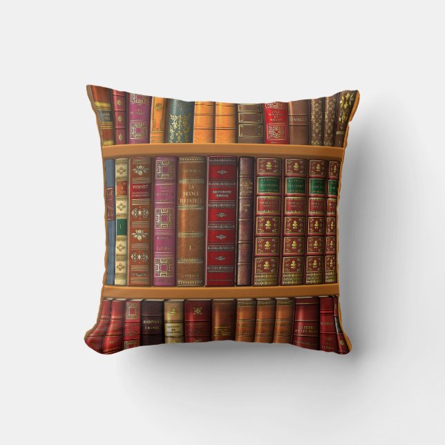 Trompe l'oeil "French library". Cushion (Front)