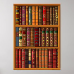 Trompe l'oeil "French library". Poster
