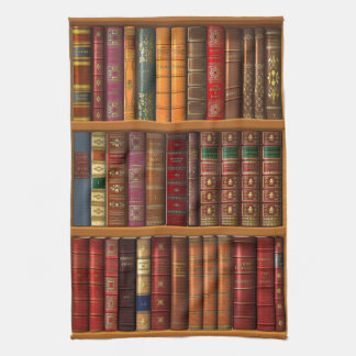 Trompe l'oeil "French library". Tea Towel