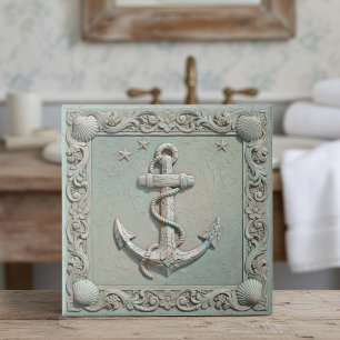Trompe L'oeil Marine Life Anchor ID1190c Ceramic Tile