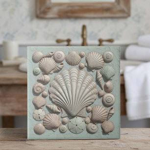Trompe L'oeil Marine Life Shell Collection ID1190b Ceramic Tile