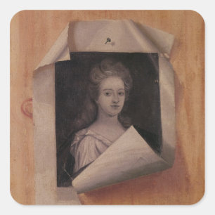 Trompe l'Oeil Portrait of a Lady Square Sticker