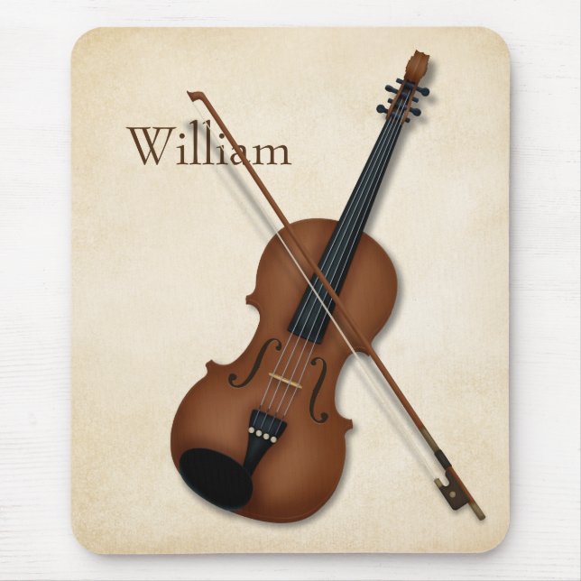 Trompe L'oeil Violin & Bow Elegant String Musician Mouse Pad (Front)