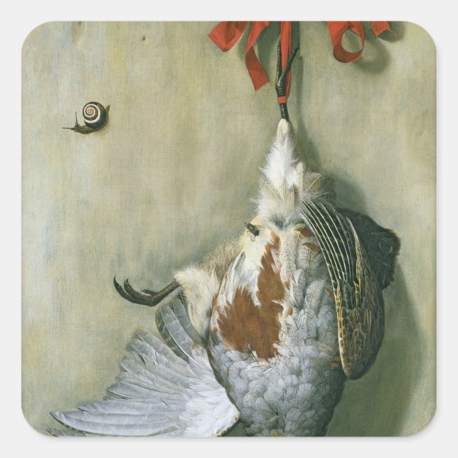 Trompe l'Oeil with Partridge, 1666 Square Sticker (Front)