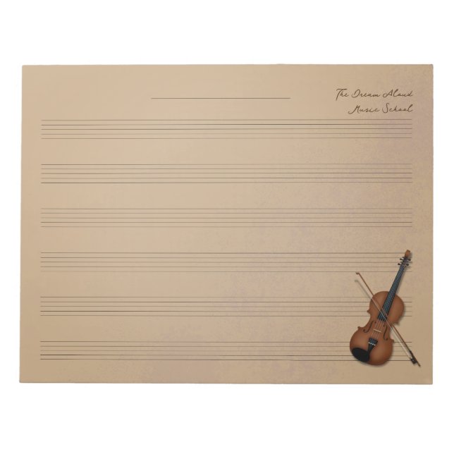 Trompe L'oel Violin & Bow Music Manuscript Paper Notepad (Front)
