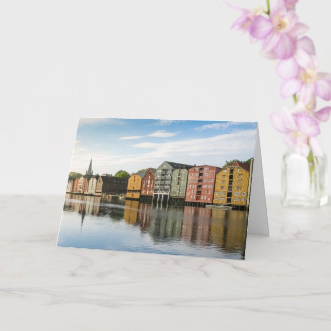 Trondheim Houses Norway Card (Orchid)