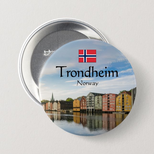 Trondheim Norway 7.5 Cm Round Badge (Front & Back)