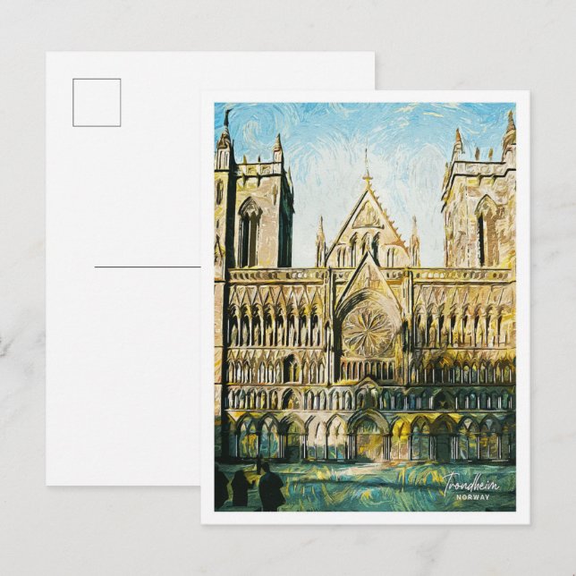 Trondheim Norway Beautiful Oil Painting City Postcard (Front/Back)