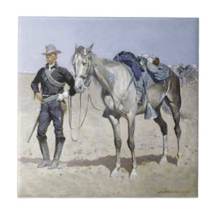 Trooper of the Plains by Frederic Remington Ceramic Tile