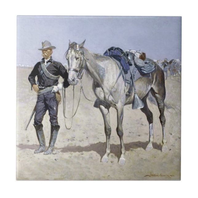 Trooper of the Plains by Frederic Remington Ceramic Tile (Front)