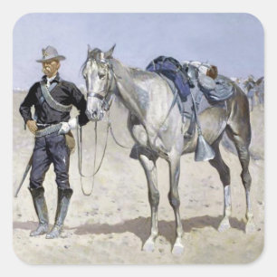 Trooper of the Plains by Frederic Remington Square Sticker