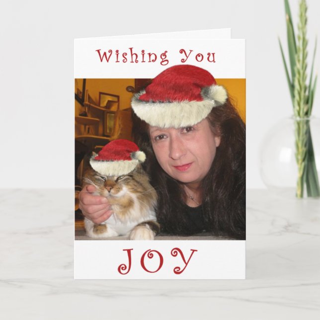 "Trooper The Cat" Wishing You Joy Greeting Card (Front)