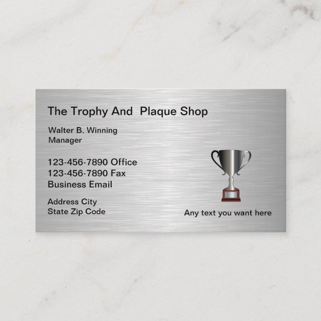 Trophy And Plaque Shop Business Card (Front)