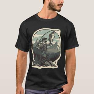 Trophy Bass Catch Frog Fisherman Vintage Badge T-Shirt
