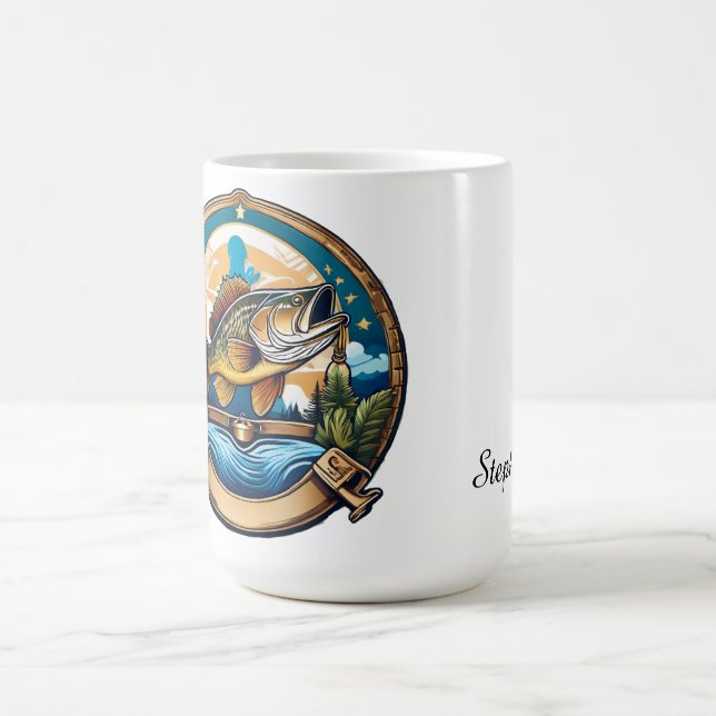 Trophy Bass Leaping For Dinner Coffee Mug (Center)