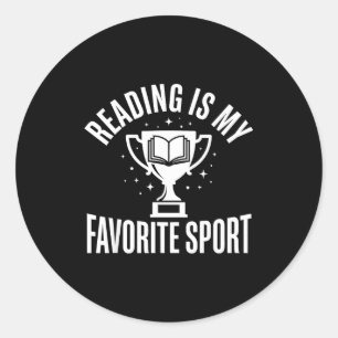 Trophy books cute men women kids reading classic round sticker