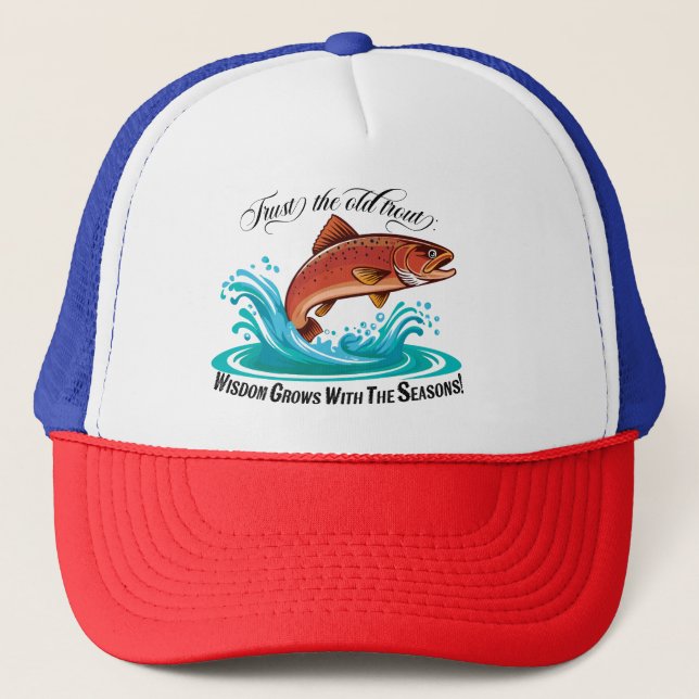 Trophy Brown Trout Leaping From Water Trucker Hat (Front)