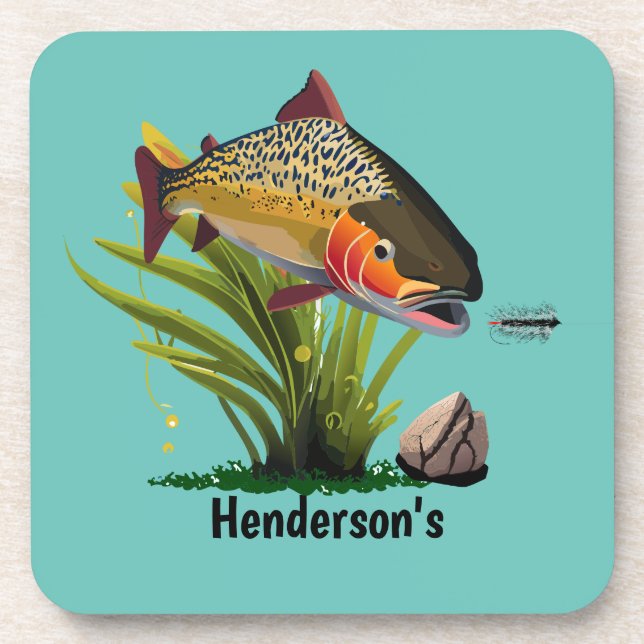 Trophy Brown Trout Wooly Worm Sandstone Coaster (Front)