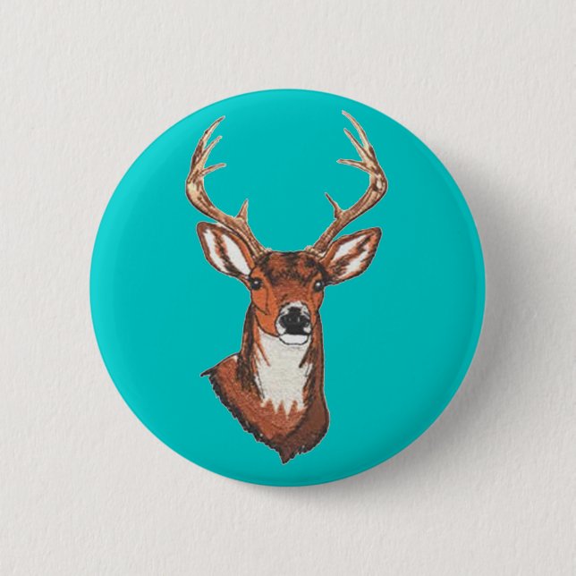 Trophy Buck Rack Mount 6 Cm Round Badge (Front)